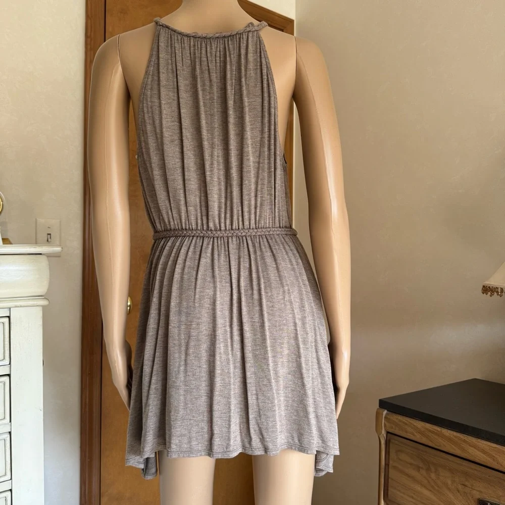 Max Studio Brown Sleeveless Elastic Waist Sleeveless Tunic Asymmetrical Top L